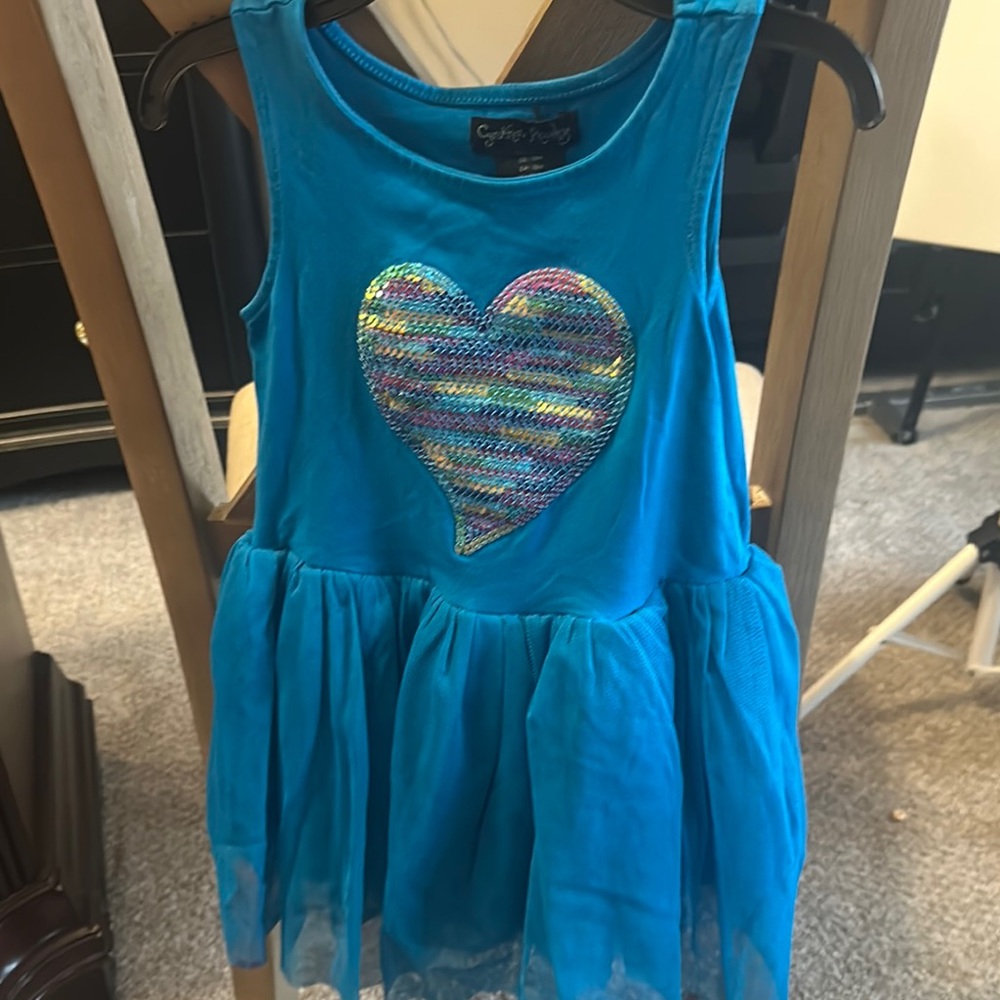 Cynthia Rowley Blue Sequin Heart Tank Top